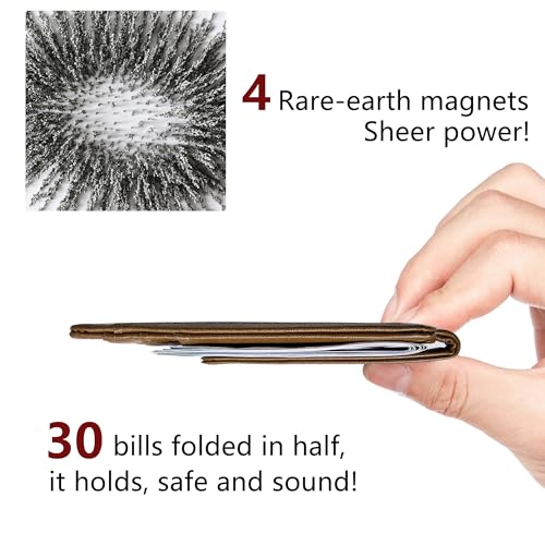Toughergun Slim Wallet for Men RFID Blocking Money Clip, Minimalist Front Pocket Credit Card Holder, Magnetic Thin Mens Wallets with ID Window