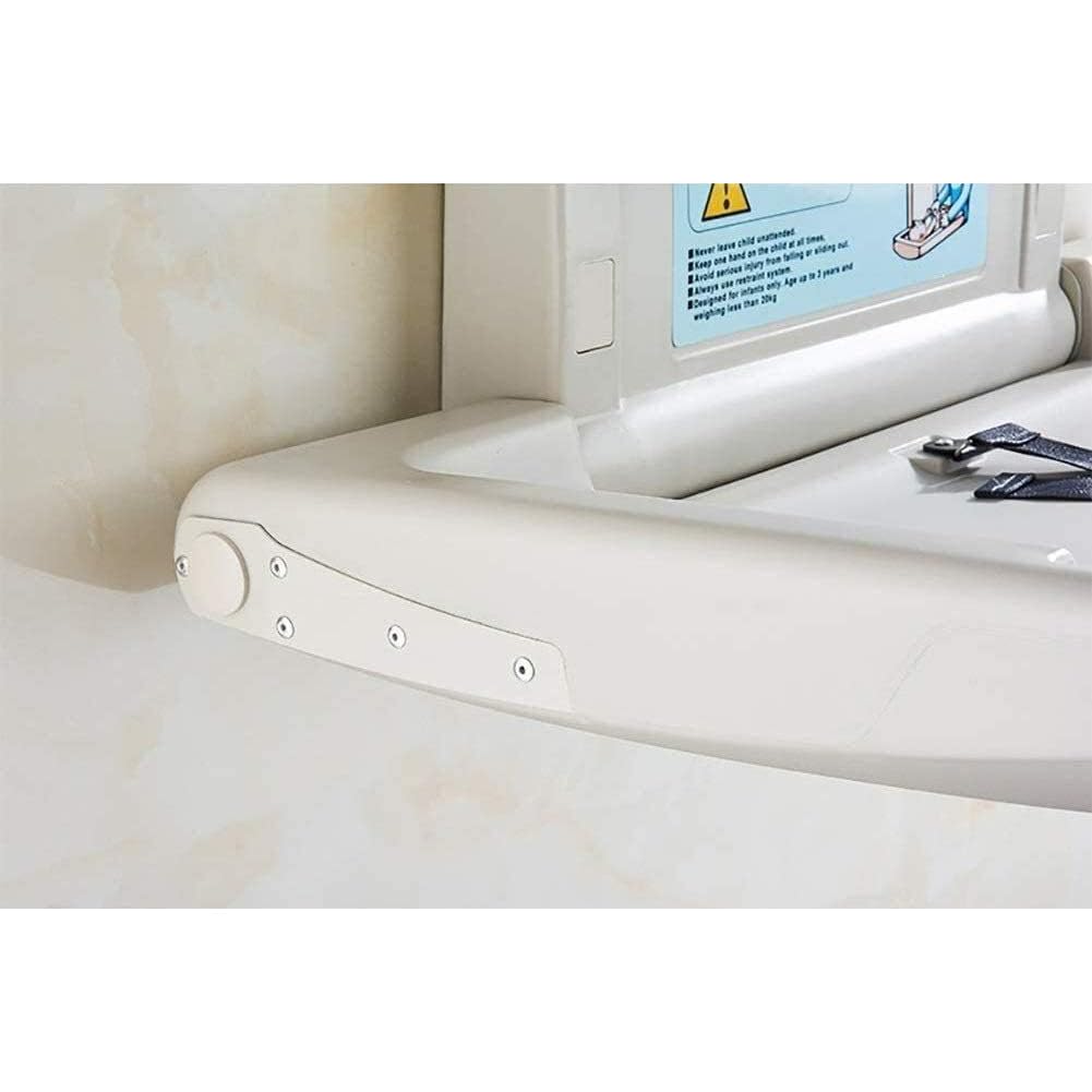 Cambiador De Bebé Horizontal, Cambiador De Bebé Plegable Montado En La Pared, con Tres Áreas De Almacenamiento Y Cinturones De Seguridad, para Baño Doméstico Comercial