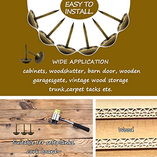 Ruidee 200 PCS Antique Upholstery Tacks, Furniture Decorative Thumbtacks, Push Pins (STD/Bronze), Gold - Image 4