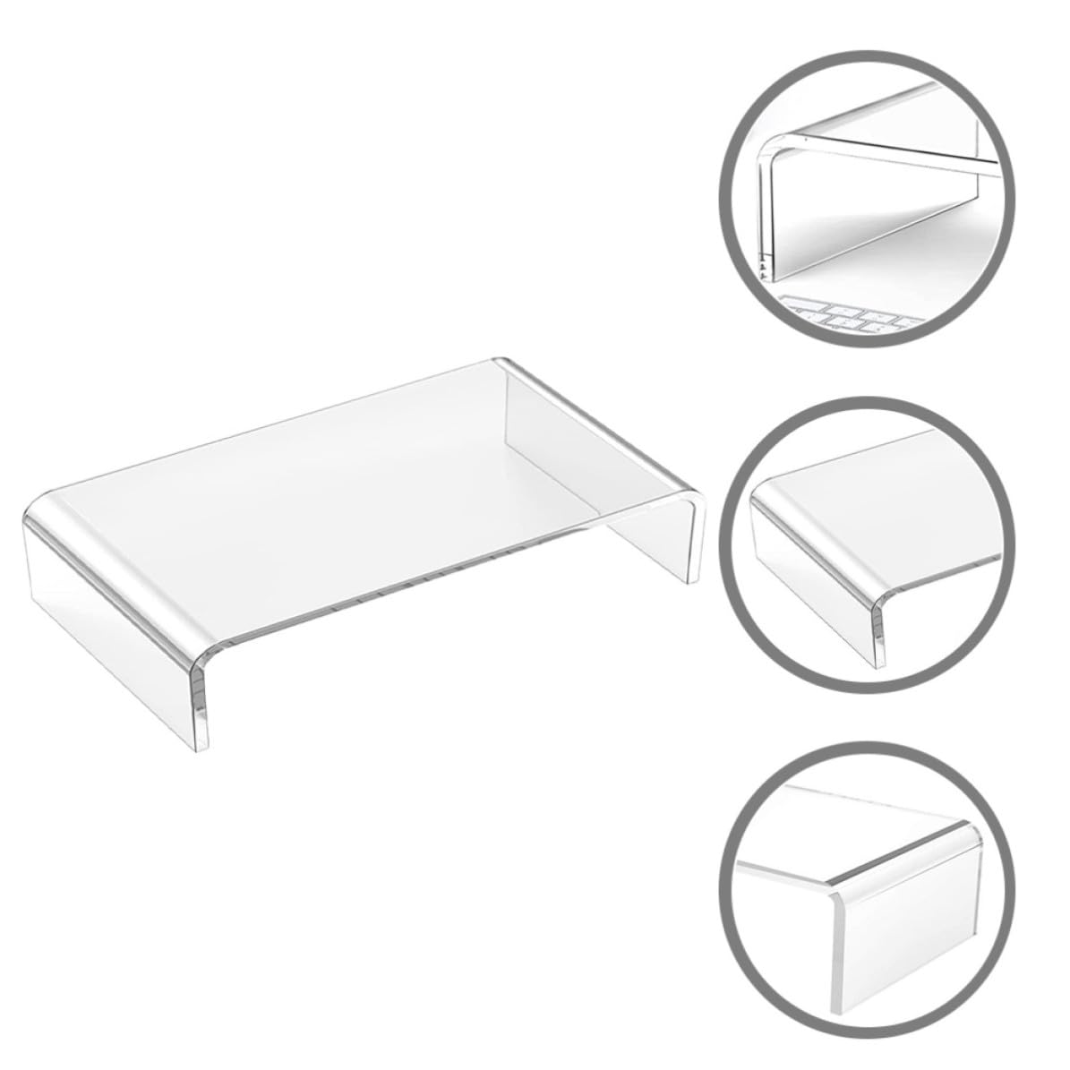 Supporto Rialzato per Laptop in Acrilico Trasparente da Scrivania | Design Ergonomico, Bordi Lisci, Piattaforma Elegante e Trasparente, Accessorio per Ufficio e Postazione Ordinata