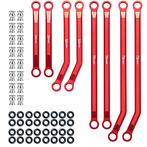 RCLIONS Higher Extra Clearance RC Links Linkage Set for 1/24th Axial SCX24 Gladiator AXI00005 RC Crawler Car Upgrades Parts (Red)