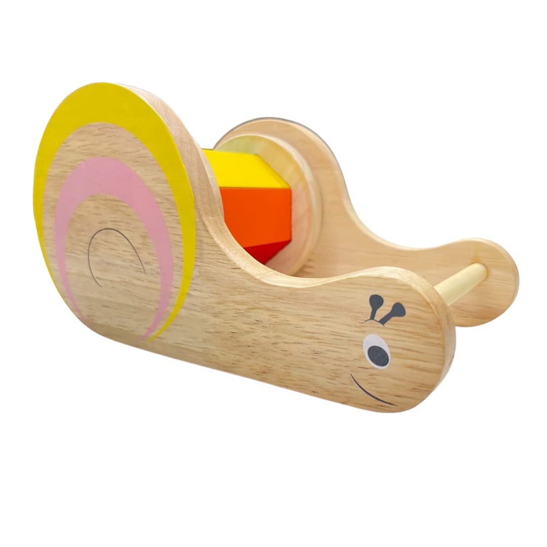 Wood B Good Rainbow Spinner Toy with an Adorable Snail Design | for 6+ Months Age Children | Montessori Toy | Sensory & Motor Skills | Encourages Curiosity & Movement | Safe, Organic, Non-Toxic