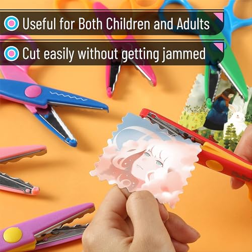 Image of KRAFTMASTERS 2 Pieces Art and Craft Kids Zig Zag Scissors, Safety Design Pattern Scissors for Kids Toddler Adults, Crafting Scrapbooking Supplies for School, 5.25x2.53 Inches, Assorted