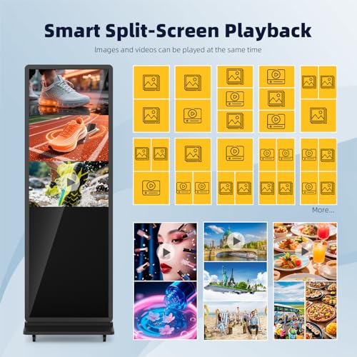 Image of 32 Inch Digital Signage Display Touchsreen, Advertising Kiosk IPS LCD Screen, Indoor Floor Standing Customizable Commercial Totem, Android System, Interactive Display Poster Auto Media Player