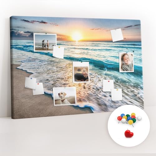 Tableau liège 120x80 horizontal décor plage de sable pour affichage mural