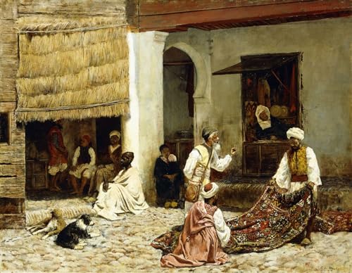 Toile Décor Art Mural Classique Edwin Lord Weeks bazar de tapis Tanger peinture chambre