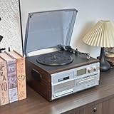 【2 HAUT-PARLEURS STÉRÉO INTÉGRÉS】Équipée de deux haut-parleurs puissants de 5 W, cette platine offre un son immersif et stéréo de qualité. Profitez d'un son vinyle authentique et vivant.
