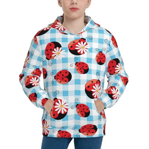 Flowers and Lady Bugs Kid Hoodies Boys Sweatshirts Girls Pullover with Pocket