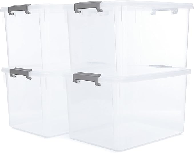 Bienvoun 40L Extra Large Plastic Storage Box with Lids Stackable