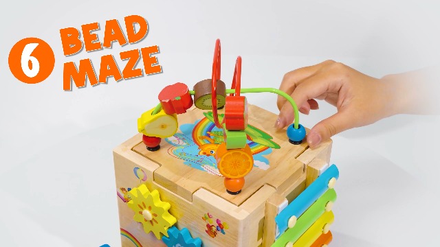 Amazon.com: Bravmate Wooden Activity Cube, 8-in-1 Wooden
