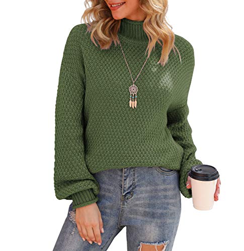 Jouica Women's Turtleneck Pullover Sweaters Batwing Long Sleeve Loose Chunky Knitted Jumpers Tops,Army Green,Xx-Large #TOP2