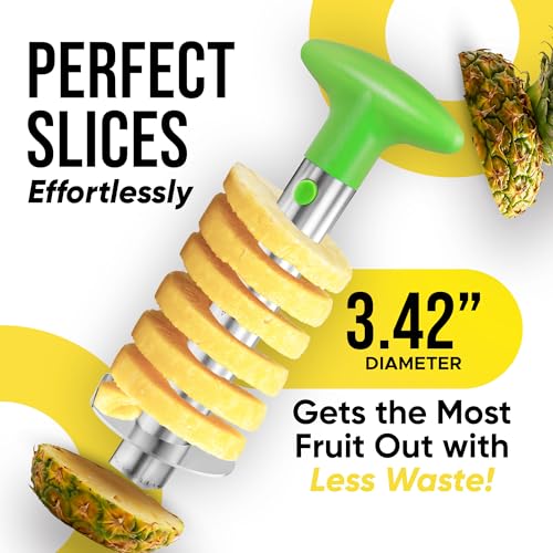 Image of Zulay Kitchen Pineapple Corer and Slicer Tool - Stainless Steel Pineapple Cutter with Eye Remover Tool - Ergonomic Handle & Easy Core Remover - Reinforced Heavy-Duty Blade - Lime Green