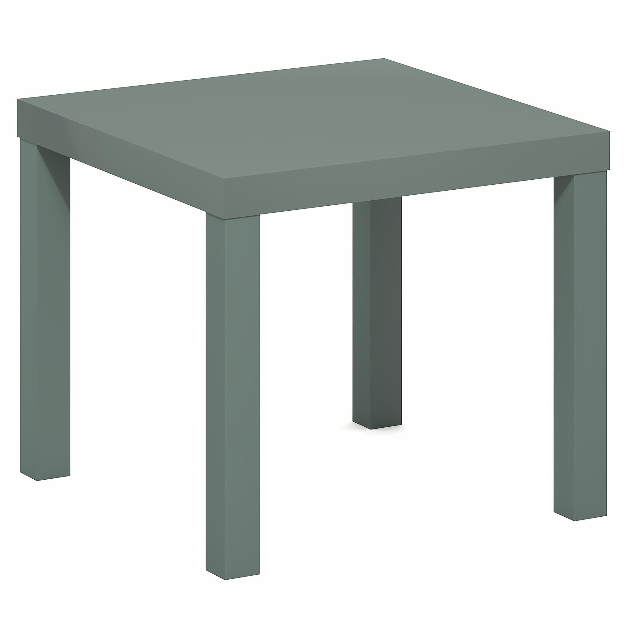 Furinno CLASSIC tavolino laterale, tavolino quadrato, comodino con piano spesso 1.8", tavolino da notte, tavolino da letto, per soggiorno, camera da letto, verde salvia
