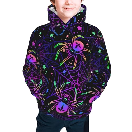 Multi-colored Spiders Kid Hoodies Boys Sweatshirts Girls Pullover with Pocket3