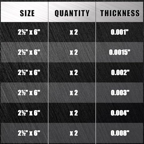 Ihekqkeq STAINLESS STEEL SHIM STOCK-25 12Pcs Stainless Steel Shim Stock Kit 2½ Inch X 6 Inch Metal Shim Stock Metal Shims thumb #2