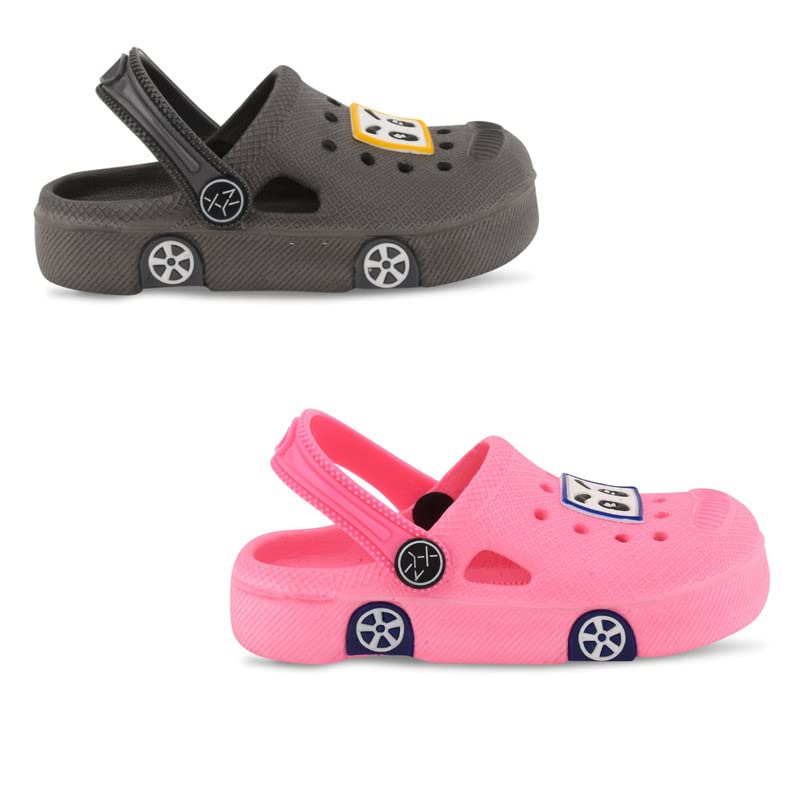 Image of SMARTOTS Pack of 2 Car Design Kids Clogs for Daily Use, Kids Eva Sandals for Boys and Girls with Adjustable Sling Back Strap
