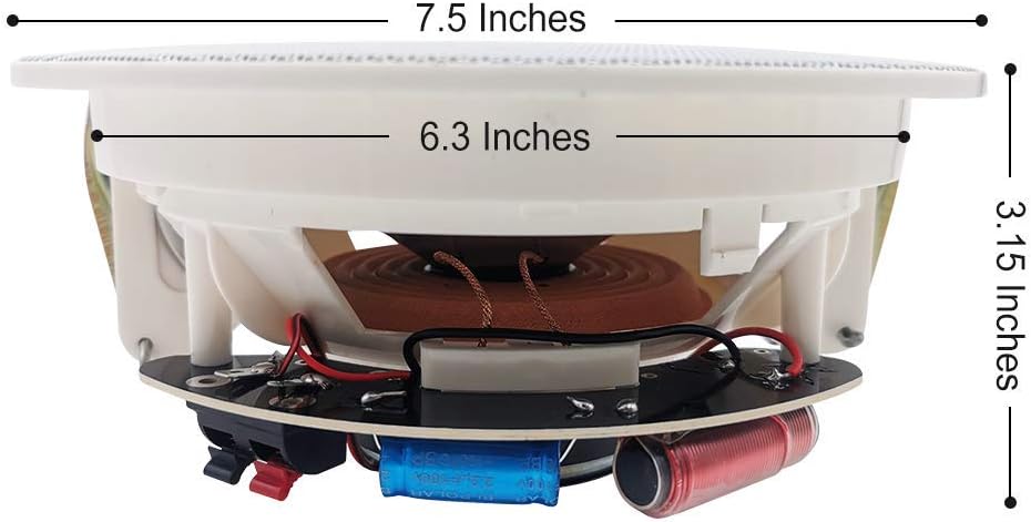 Herdio 6.5 Inch Ceiling Speakers Bluetooth (Pairs) 300 Watt Flush Mount in Wall Amplifier Receiver Suitable for Indoor Home & Covered Outdoor Porch - Image 3