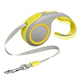 Ausziehbare Haustierleine, 9,8 Fuß, Einfaches Design, Haustier-Leine für Mittelgroße und Große Hunde (Gelb Weiss 3 Meter / 9,8 Fuß)
