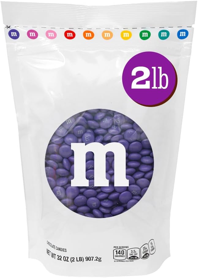 M&M'S Purple Milk Chocolate Candy, 2lbs Bulk for Parties, Gifts, Desserts, DIY Decorations