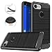 Google Pixel 3 Case, Dretal Carbon Fiber Shock Resistant Brushed Texture Soft TPU Phone case Anti-Fingerprint Flexible Full-Body Protective Cover for Google Pixel 3 (Black)