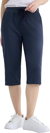 Weintee Womens Petite Cotton Capris with Pockets