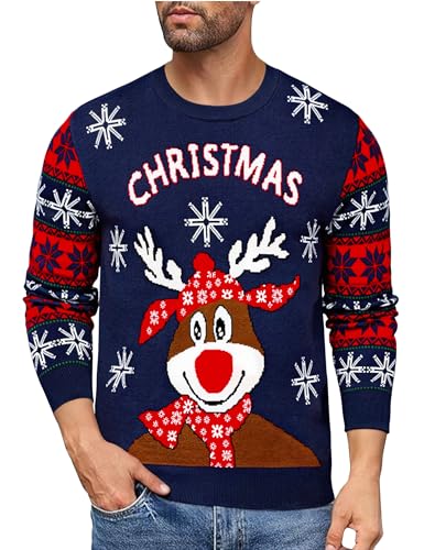 Uniexcosm Weihnachtspullover Herren Lustig Strickpullover Warm...