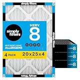 Simply 20x25x4 Air Filter, MERV 8, 4 Pack, Furnace Air...