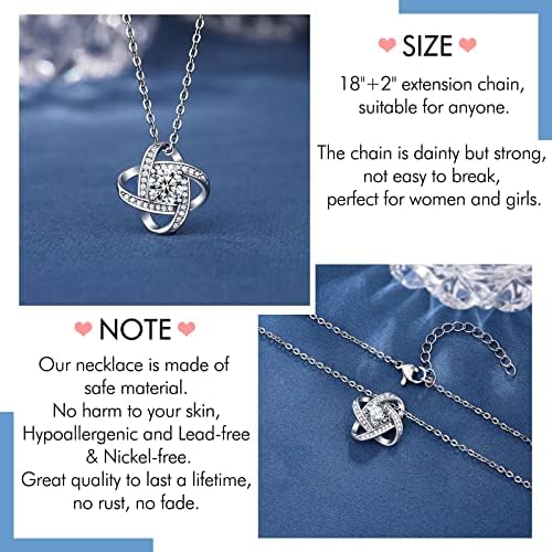 D Dongjiangjin Gift Gifts for Girlfriend/ Wife, Soulmate Love Knot Necklace Jewellery Present for Women Her Birthday Wedding Gifts