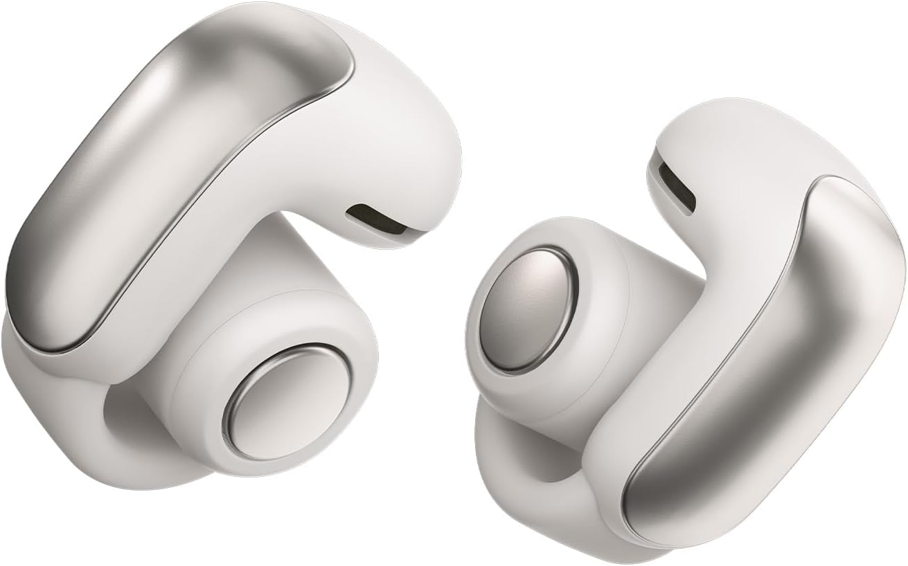Ultra Open Earbuds - Bluetooth Open Ear Earbuds with OpenAudio for Awareness, Clip-On Design for Comfort, Water Resistant, Up to 48 Hrs of Playtime, White Smoke