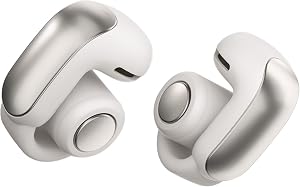 Bose Ultra Open Earbuds, Auriculares inalámbricos de botón de alta gama y fidelidad, Auriculares Bluetooth intraurales para running, Diseño de moda abierto, Hasta 48 h de autonomía, Blanco Ahumado