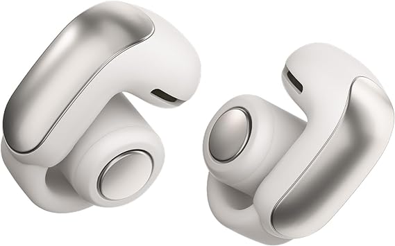Bose Ultra Open Earbuds Spatial Audio Earbuds, Open Ear, Fully Wireless Bluetooth Connectivity with Mic, Up to 7.5 Hours Playtime, Splashproof, White Smoke