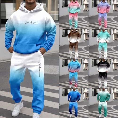 Chándal para hombre color degradado con sudaderas con capucha cómodos trajes casuales 2