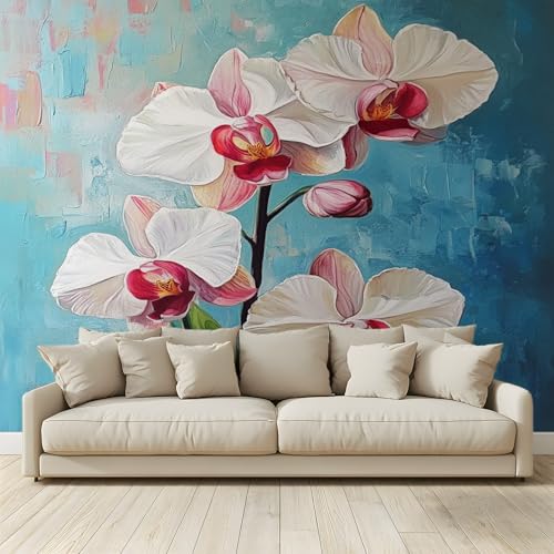Papel Pintado Mural Foto Inicio Papel Pintado Foto 3D Personalizado Fondo De Pantalla De Pared Orquídeas Blancas Sala De La Sala Tv Fondo Pared Tela No Tejida Carteles De Pared 200x140 cm