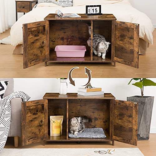 HOOBRO Cat Litter Box Enclosure, Hidden Cat Washroom Furniture with Divider, Wooden Pet House End Table, Large Enough… - Image 8