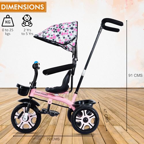 Image of AMARDEEP Baby Tricycle Rhodeo| Bis Approved Baby Tricycle - Safe, Stylish, And Sturdy | Plug And Play Assembly | Supports Up To 30 Kgs | Your Child'S First Adventure On Wheels! (Pink)