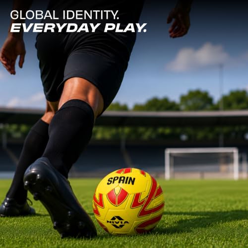 Image of Nivia Kross World Football (Spain) Training Ball, 32 Panels, Durable Rubber Hand-Stitched, Latex Bladder, As Per AIFF Standards, to Play On Both Natural and Artificial Grass (Size - 5, Multicolor)