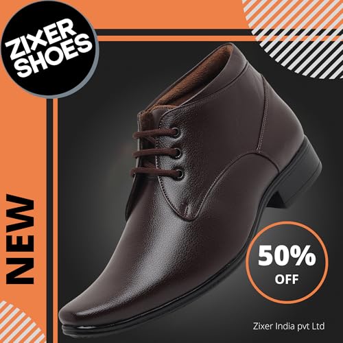 Image of Zixer Artificial Leather Mens Formal Shoes || Office High Top Formal Shoes Men || Cozy Black Formal Shoes for Men Ankle Bike Riding Chelsea Boots For men (Black)