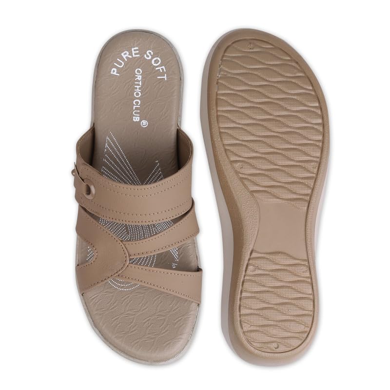 Image of ORTHO CLUB Women Orthopedic Comfort Slippers | Soft Cushioned Footbed | Anti-Slip Sole | Lightweight Daily Wear Sandals for Home & Outdoor Use