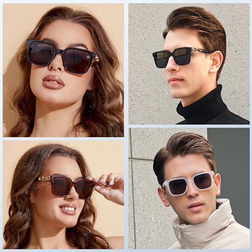2024 Trendy Square Sunglasses Womens Mens, Glasses with Gold Chain Type Trim UV400 Protection CL240012