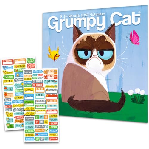 Grumpy Siamese Cat 2026 Calendar & Sticker Bundle