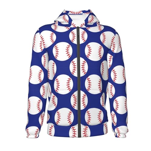 Baseball Pattern Kid Hoodies Boys Zip Up Sweatshirts Girls Pullover with Pocket2