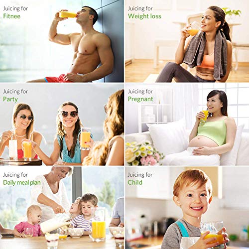 Juicer Machines, HOMEVER Slow Masticating Juicer for Fruits and Vegetables, Quiet Motor, Reverse Function, Easy to Clean Hight Nutrient Cold Press Juicer Machine with Juice Cup & Brush, BPA-Free