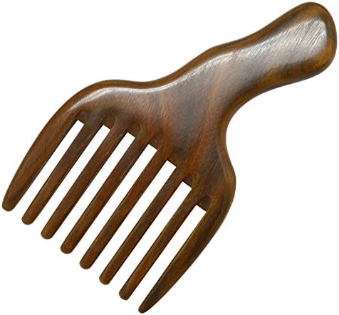 Meta-C Hair/Beard Pick/Comb – Made Of One Whole Piece Of Natural Green Sandal Wood With Fantastic Handle (Wide Tooth)