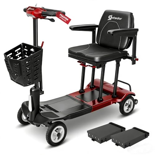 [2026 Upgrade] Aotedor Ultra Lightweight Mobility Scooters for Adults, 36Lbs Foldable Motorized Scooter for Seniors with 2 Lithium Batteries All Terrain Electric Power Scooter Airline Approved