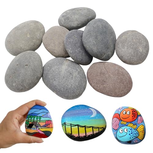 BEELUKY 10 Stück Sassi da Dipingere 5-8cm Rocce Naturali di Disegno Rocce Dipinte Fai da Te Creativo Pietre per Pittura Le Rocce Ciottoli per Pittura Fai da Te Decorative per Acquario e Giardino