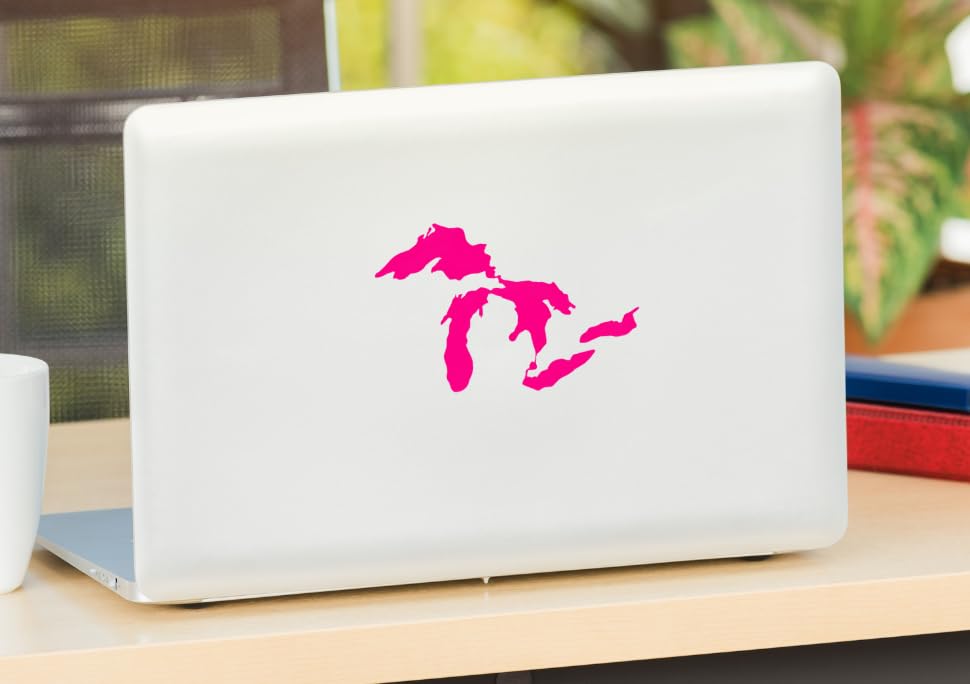 Image of Great Lakes Sticker Michigan Car Decal Premium Heavy-Duty Waterproof Vinyl for Bumpers, Windows, Laptops, Water Bottles or Coolers (Hot Pink, 4.75 inch Wide)