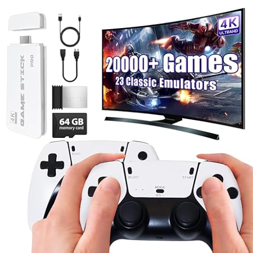 Consola de Juegos Retro Upgrade Consola Retro Game Stick 4K Arcade con 20.000 Juegos y 23 Emuladores, con Dos mandos inalámbricos 2.4G, Plug and Play, Regalo para Familias, Adultos | Ya disponible en tu tienda friki favorita! En mundofriki.es!
