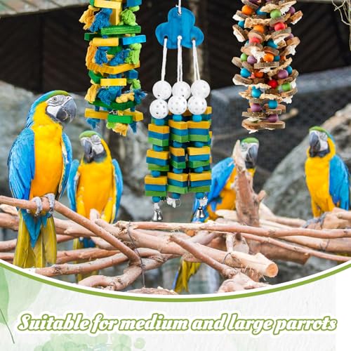 Image of Seenelling 3 Pcs Extra Large Bird Toys for Parrots, Blue Block
