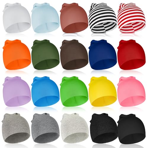 Toulite 20 Pcs Baby Beanie Hats for Unisex Toddler Beanie Soft Baby Newborn Hats for Winter Girls Boys Infant, 6-24 Months Multicolored