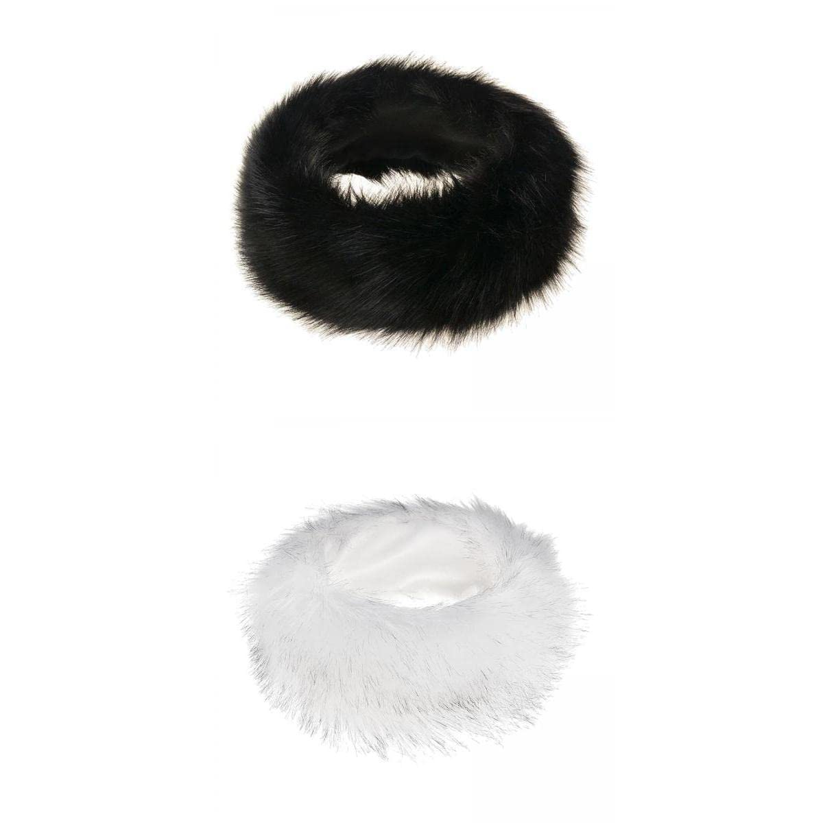 2Pcs Ladies Russian Faux Fake Fur Hats Headband Winter Plush Earmuff Warmer-image-2